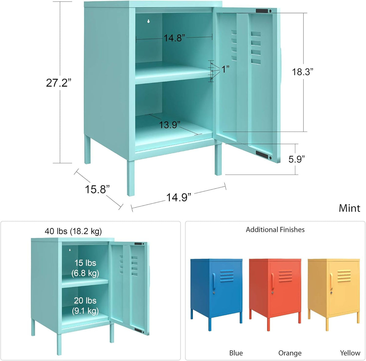 Orange Metal Locker End Table A813921