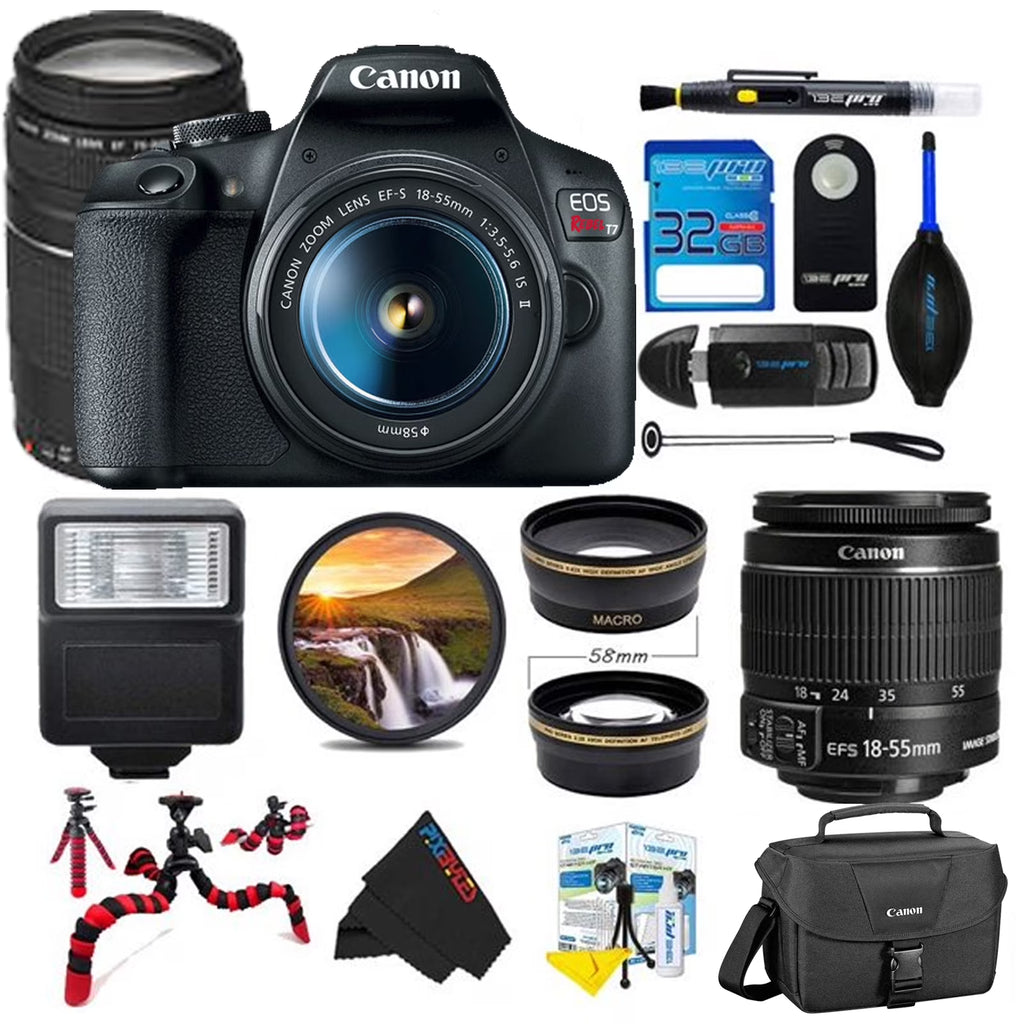 Digital SLR Camera with 24.1MP APS-C CMOS Sensor and 18-55mm f/3.5-5.6 IS II Lens (Black) + 75-300mm f/4-5.6 III Lens R7833