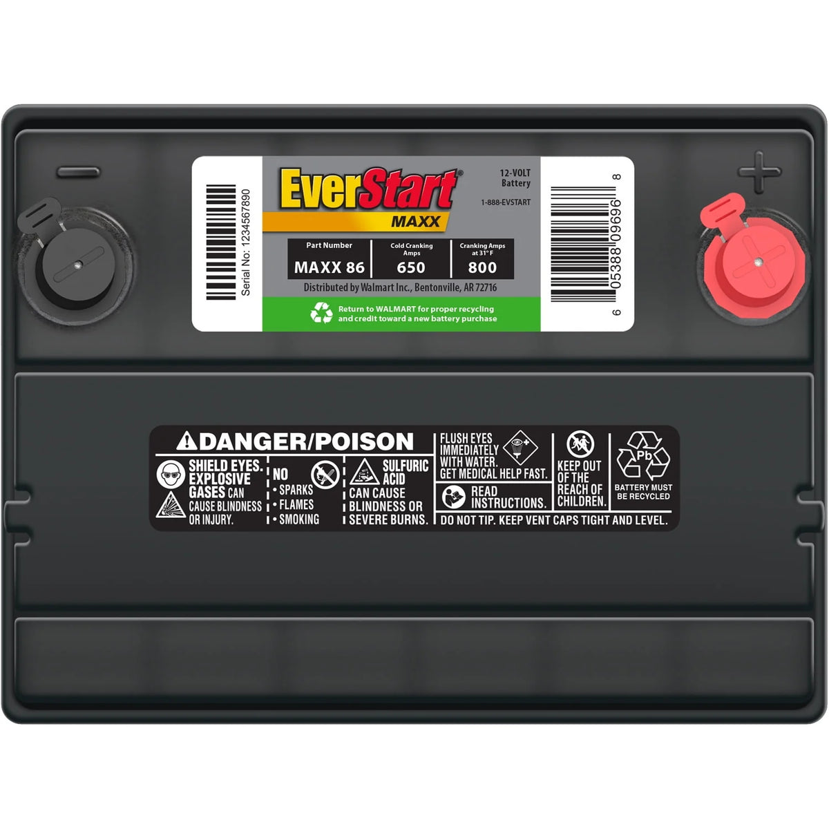 Lead Acid Automotive Battery Group Size 86 12 Volt 630 CCA C51766