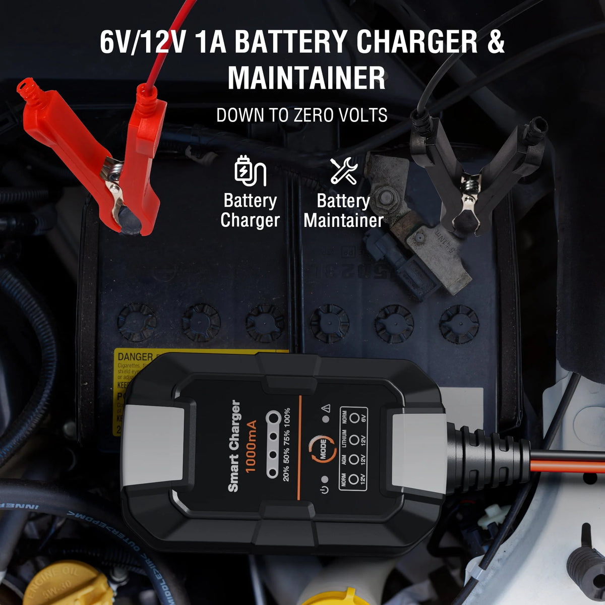 6V/12V 1A Trickle Charger Battery Maintainer I297