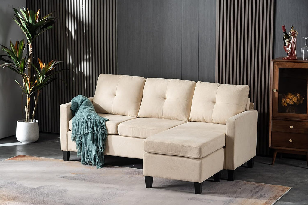 Beige Fabric Sectional Sofa with Chaise O16193