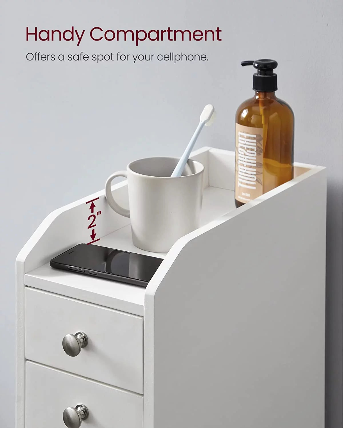 White Small Bathroom Storage Cabinet with Slide Out Drawers B5788