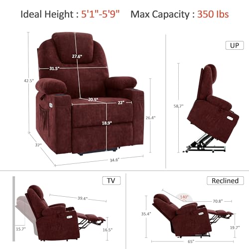 Small Power Lift Recliner Chair with Heat and Massage, Fabric E71644