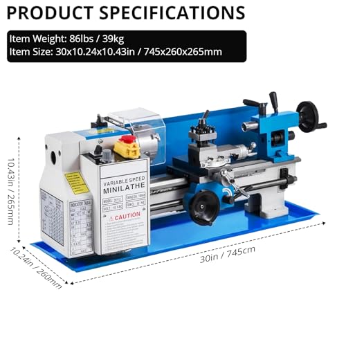 550W Mini Metal Lathe 7" x 12" Benchtop with 3-Jaw Chuck O816