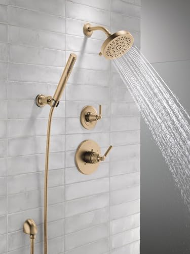 3-Setting Gold Shower System Including Shower Head, Handheld Shower, Shower Handle, Shower Diverter and Shower Valve Kit, Champagne Bronze U43231