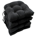 16-inch Micro Suede Tufted Chair Cushions Set of 4 Black A75765