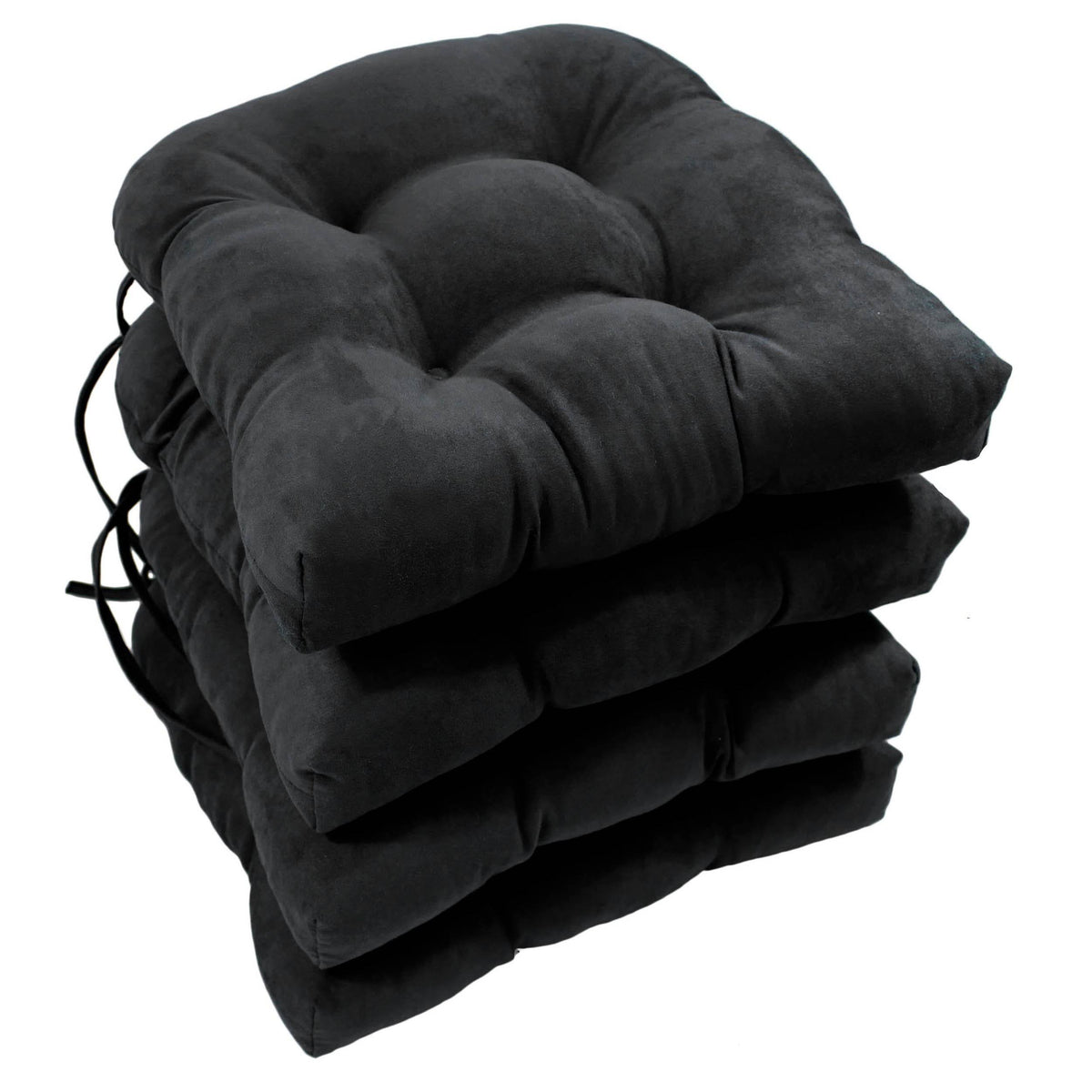 16-inch Micro Suede Tufted Chair Cushions Set of 4 Black A75765