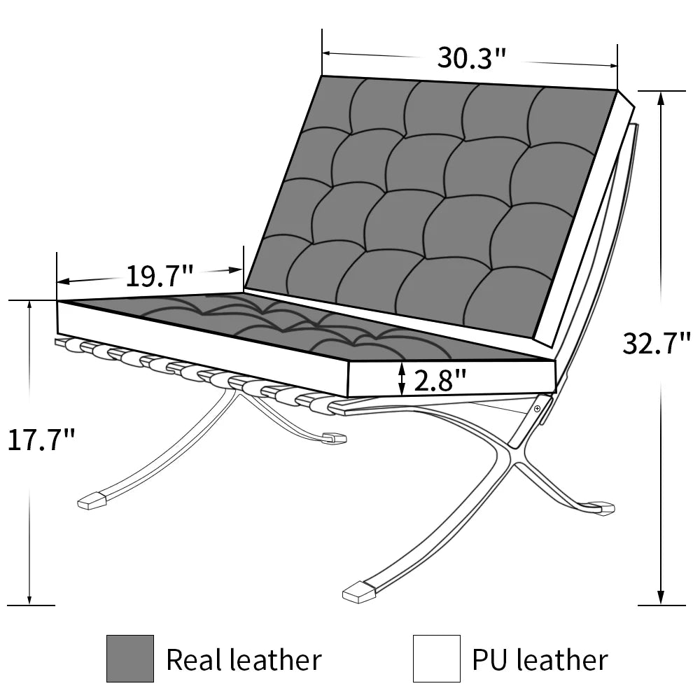 Leather Lounge Chair with Stainless Steel Frame L991533