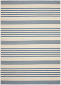Beige Blue Striped Indoor Outdoor Area Rug 8' x 10' W73200