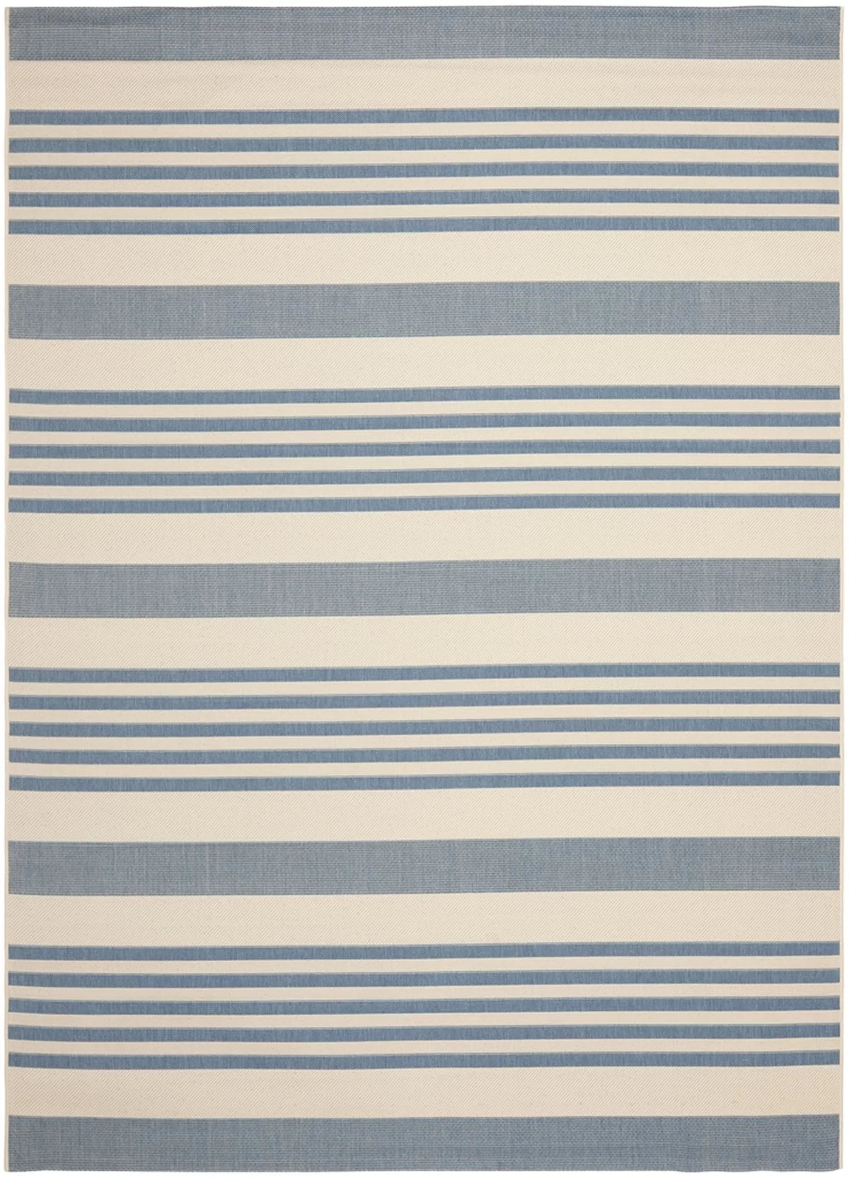 Beige Blue Striped Indoor Outdoor Area Rug 8' x 10' W73200