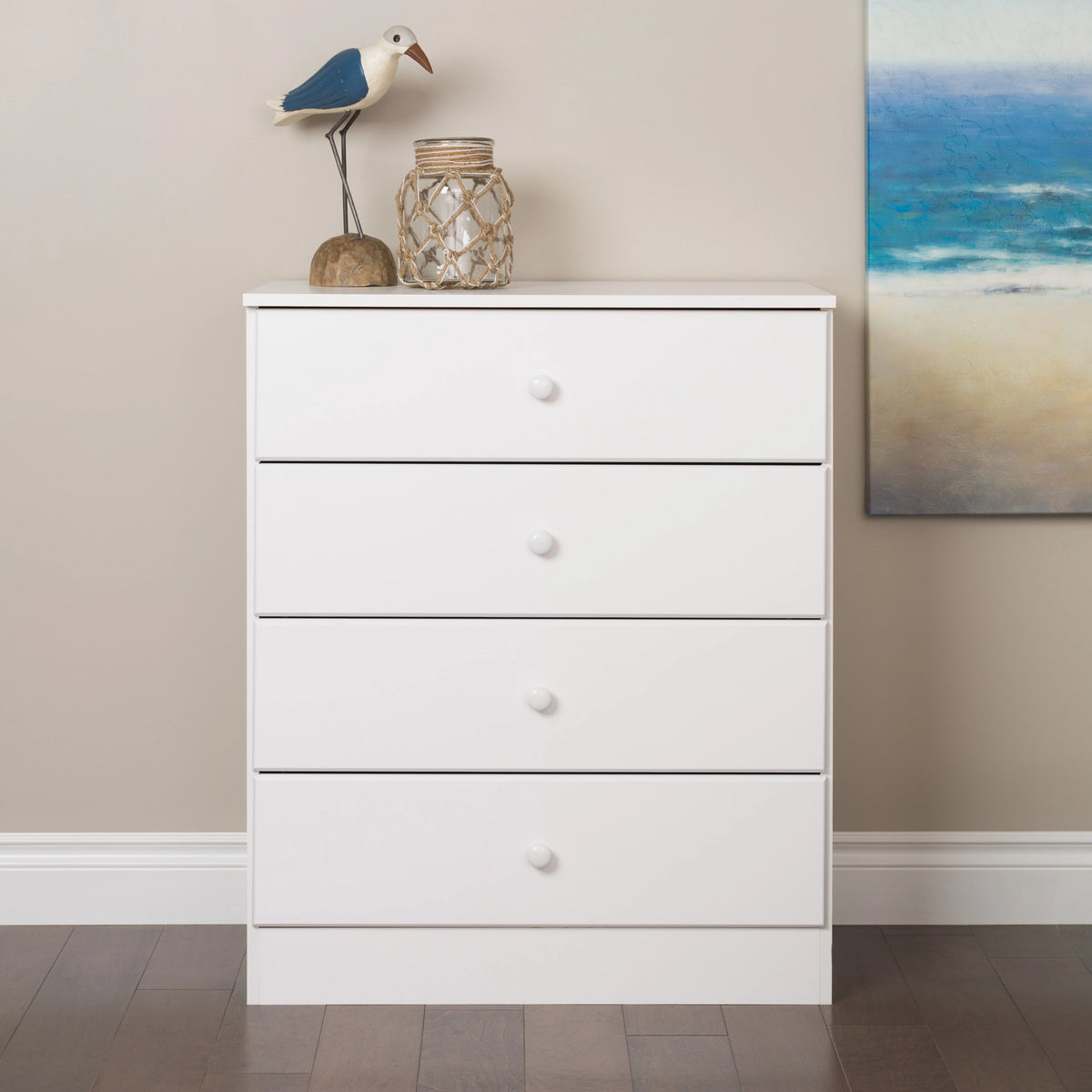 White 4-Drawer Vertical Dresser A917
