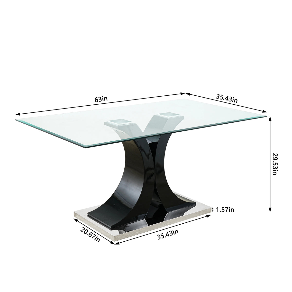 Glass Table Set of 1 T606