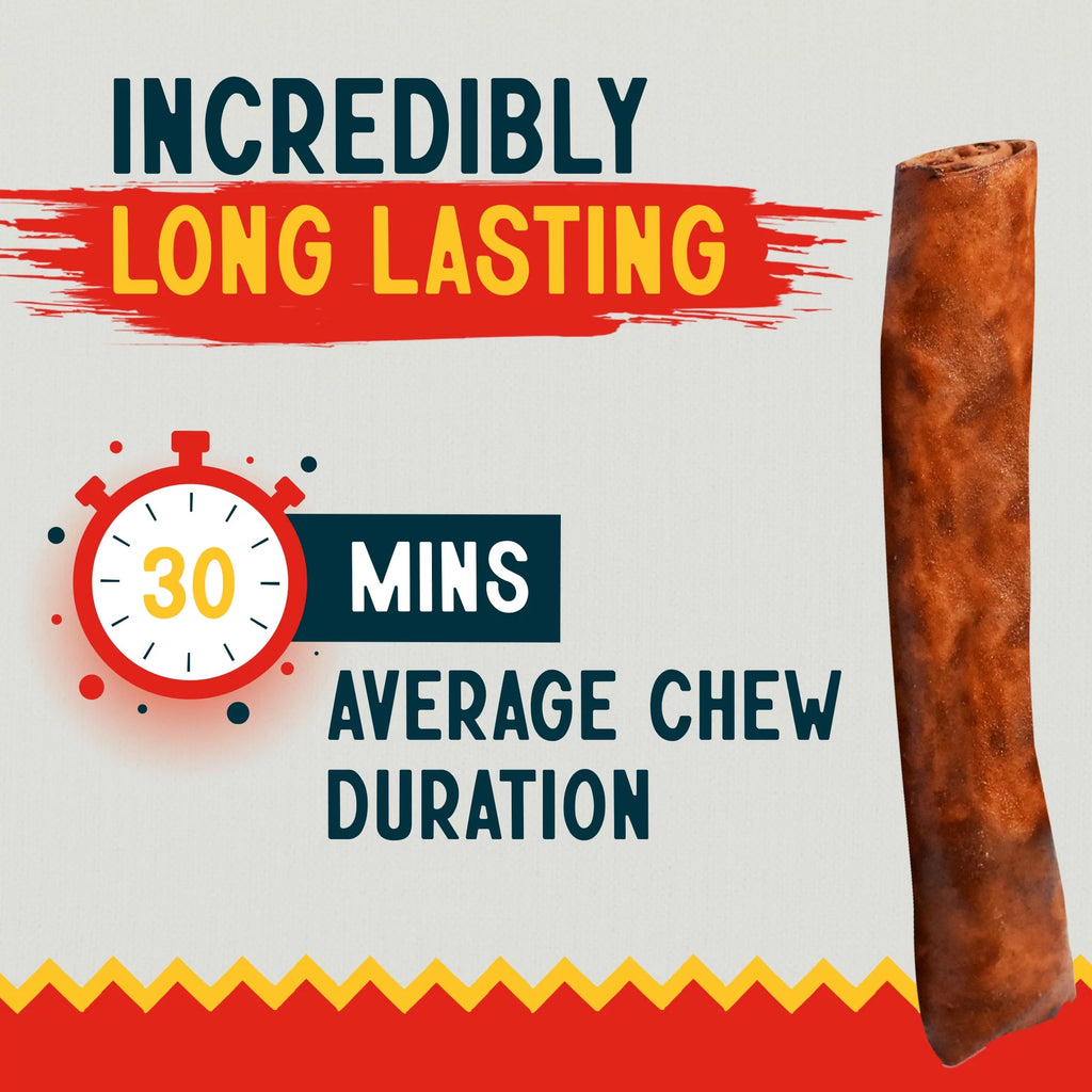 8-9" Beef Basted Rawhide Retriever Roll Bone Chew for Dogs 25 Pk I68591