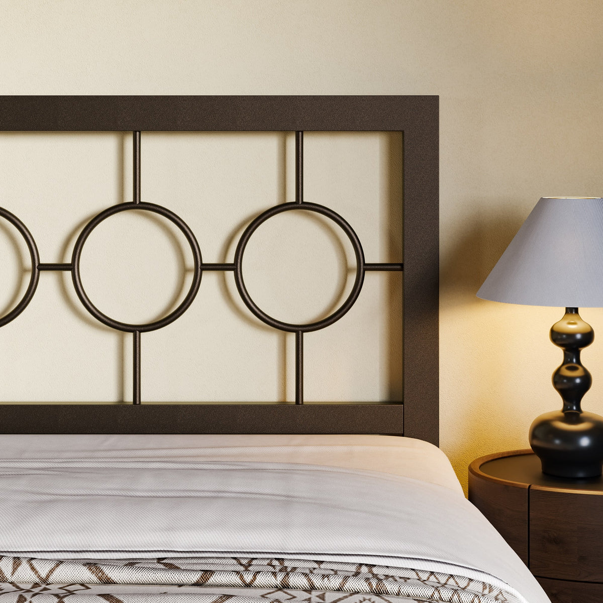Black Queen Size Metal Platform Bed Frame with Headboard A901