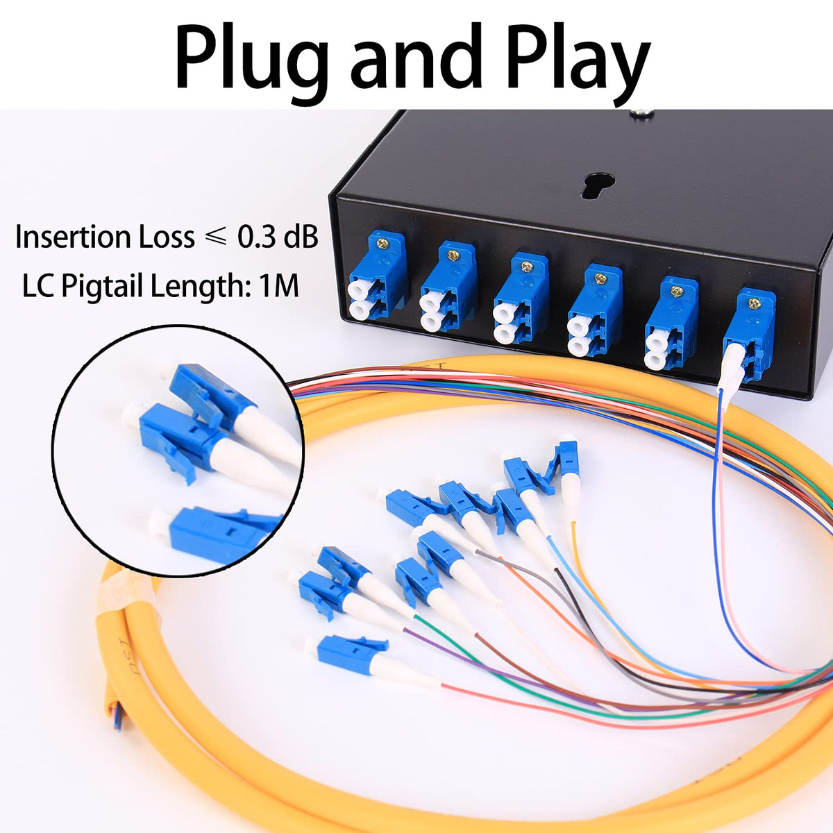 6 Port Duplex Box Cables Wall Mount Fiber Enclosure with Spool Singlemode LC-UPC Kit T891