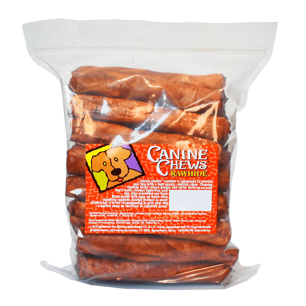 8-9" Beef Basted Rawhide Retriever Roll Bone Chew for Dogs 25 Pk I68591