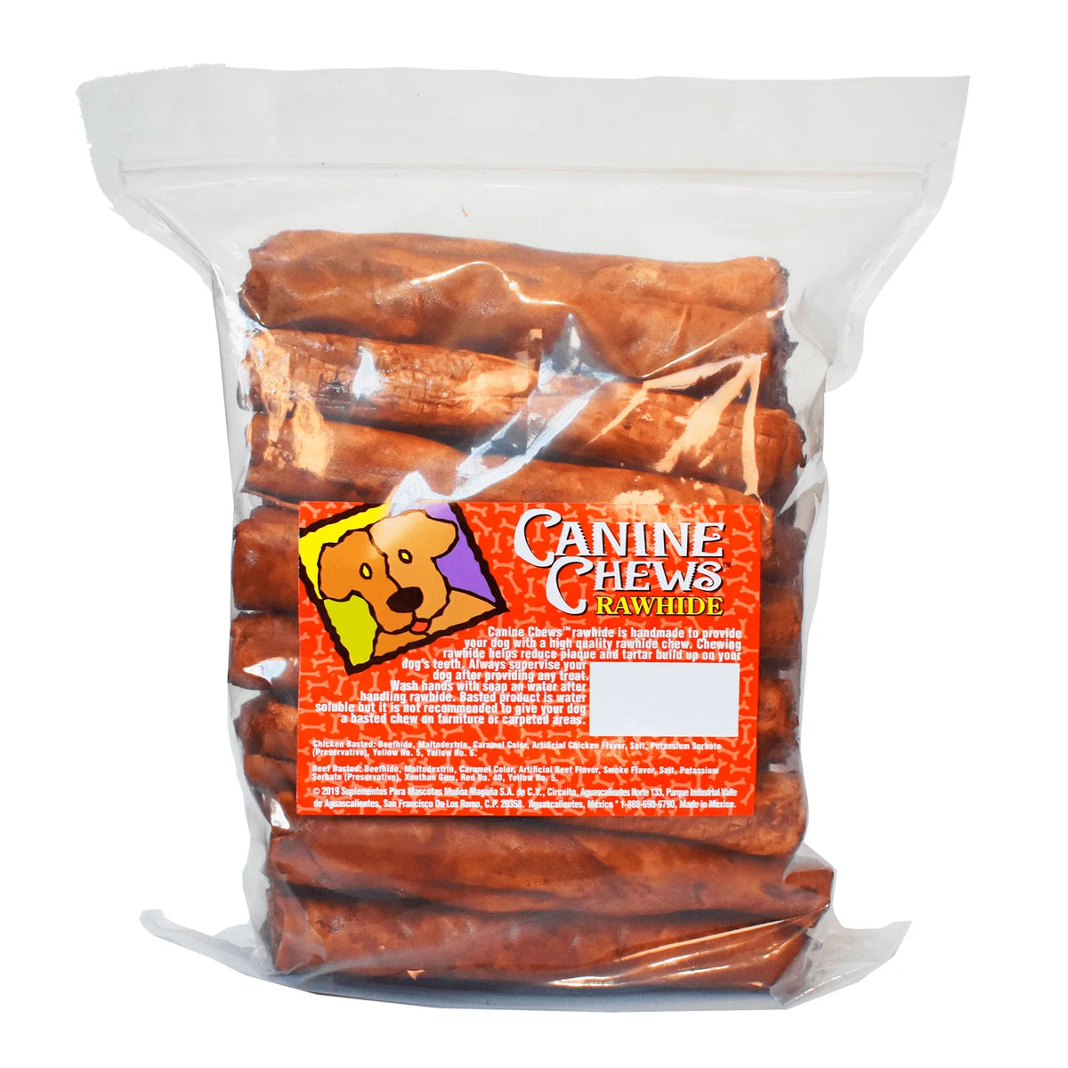 8-9" Beef Basted Rawhide Retriever Roll Bone Chew for Dogs 25 Pk I68591