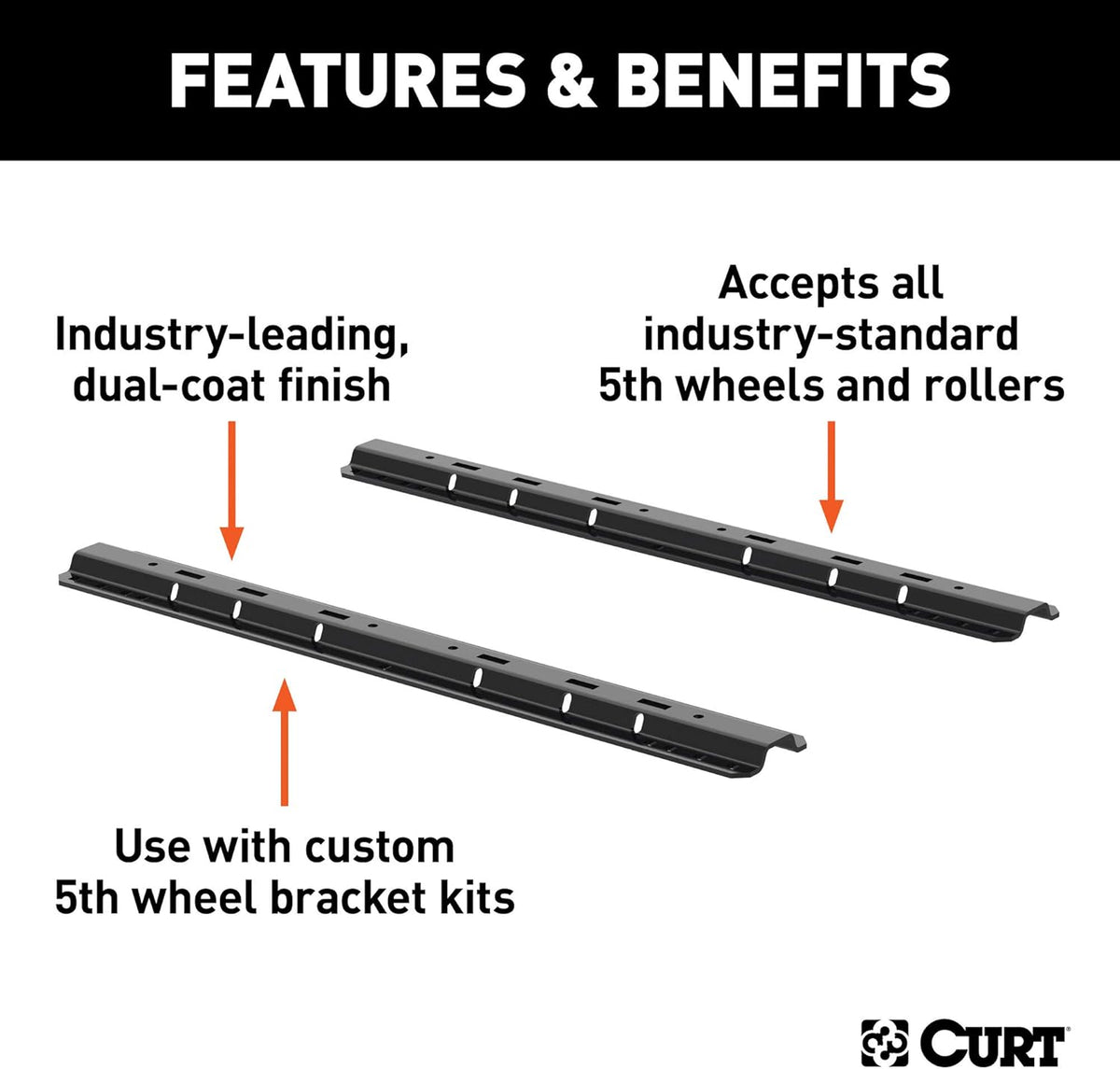 5th Wheel Hitch Rails, Carbide Black, 25,000 Pounds V350
