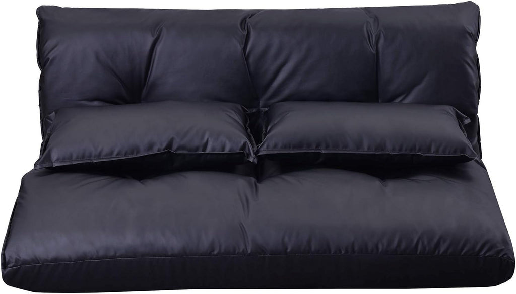 Adjustable Floor Sofa Bed with 2 Pillows, 5 Reclining Position, Black A911