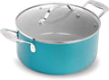 Aqua Blue Nonstick 5 Quart Stock Pot with Glass Lid K9728