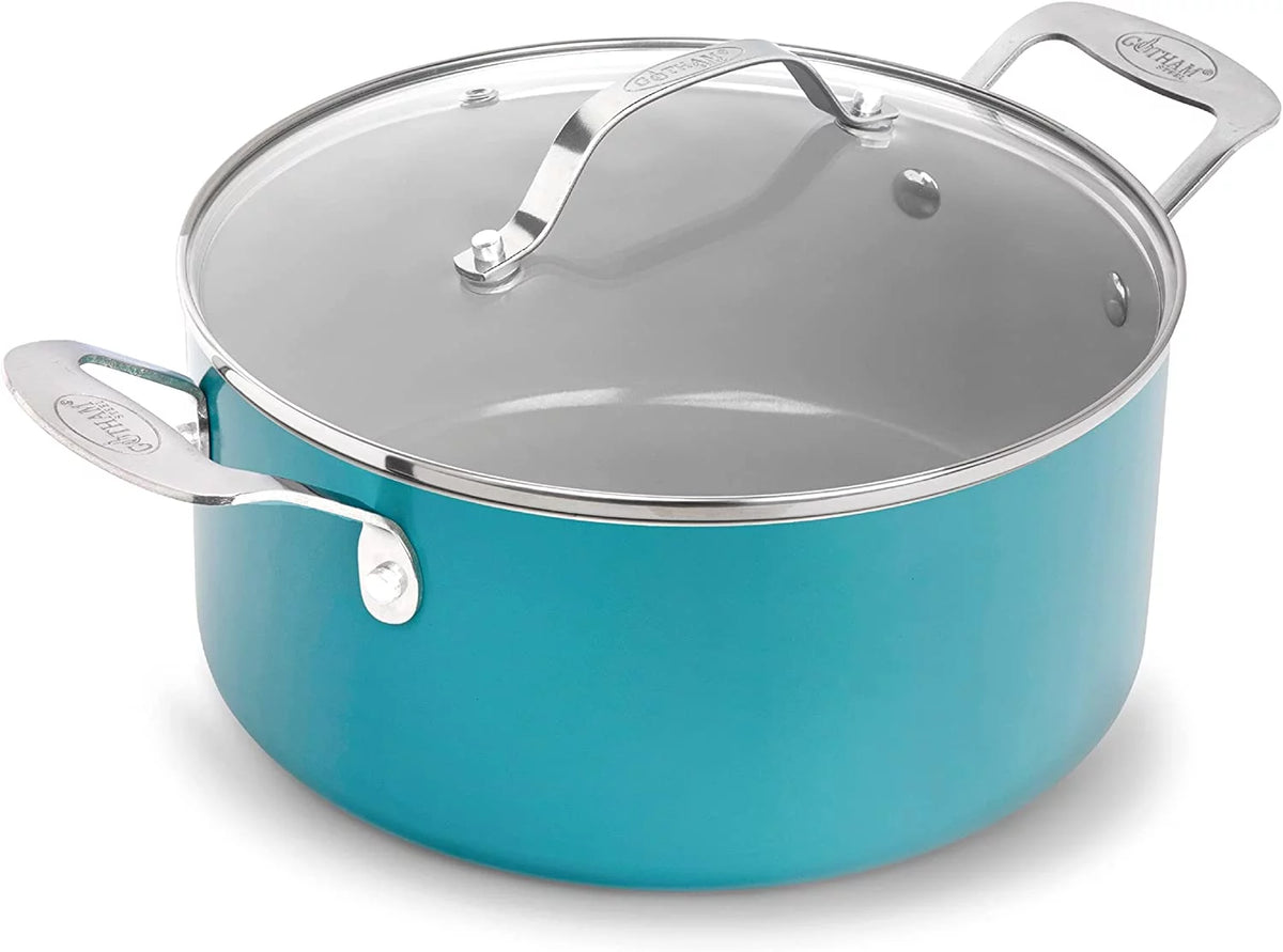 Aqua Blue Nonstick 5 Quart Stock Pot with Glass Lid K9728