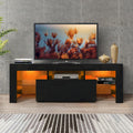 White and Black TV Stand with LED Lights T63908