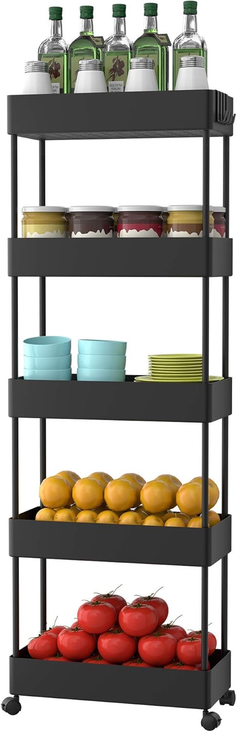 5 Tier Slim Rolling Storage Cart with Wheels Z313