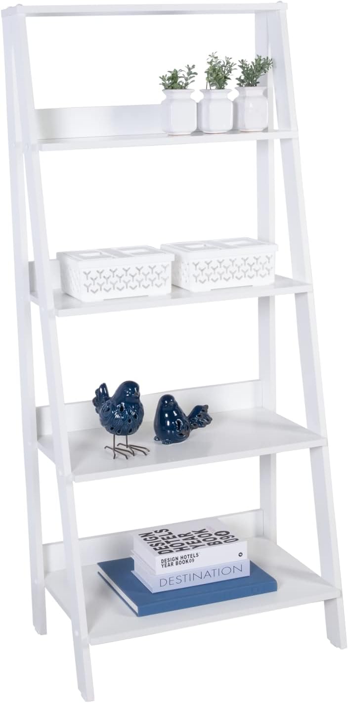 White 5-Tier Ladder Shelf Bookcase K529593