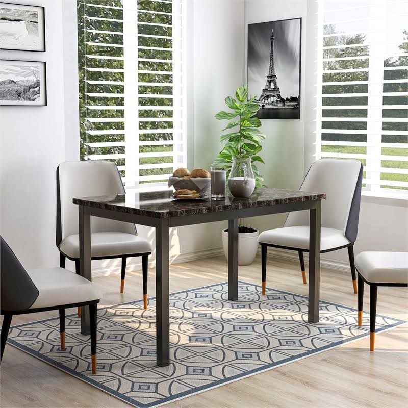 Faux Marble Top Dining Table in Black U401