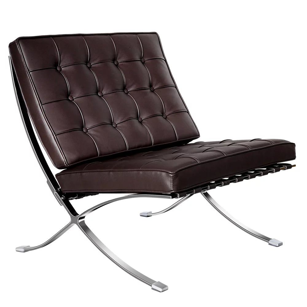 Leather Lounge Chair with Stainless Steel Frame L991533
