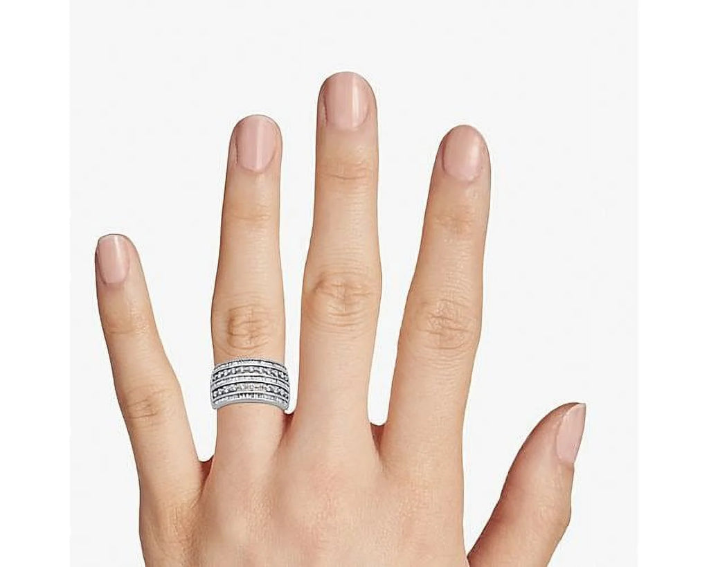 14K White Gold Diamond Eternity Band Size 10.5 D1678