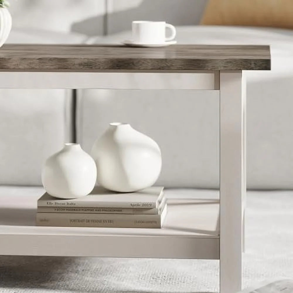 Solid Wood Coffee Table with X-Frame Design O87860