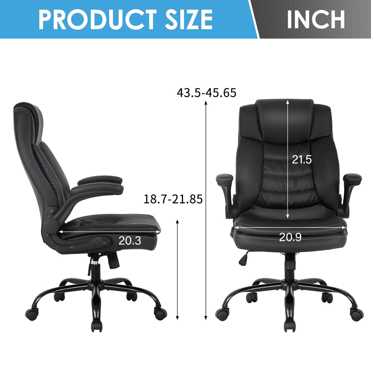Black PU Leather Ergonomic High Back Office Chair with Lumbar Support F230