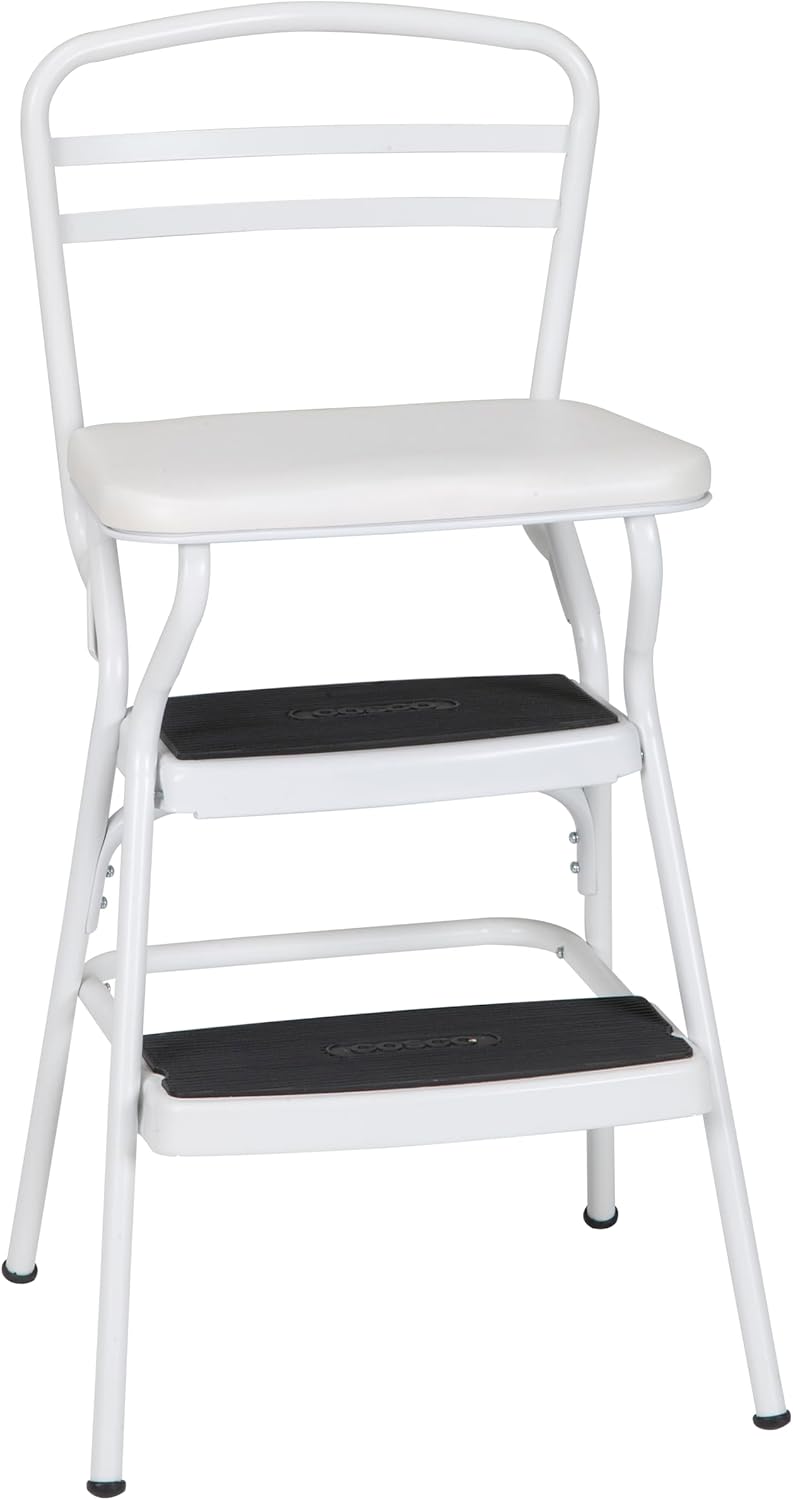 Teal and White Retro Chair with Step Stool E931524