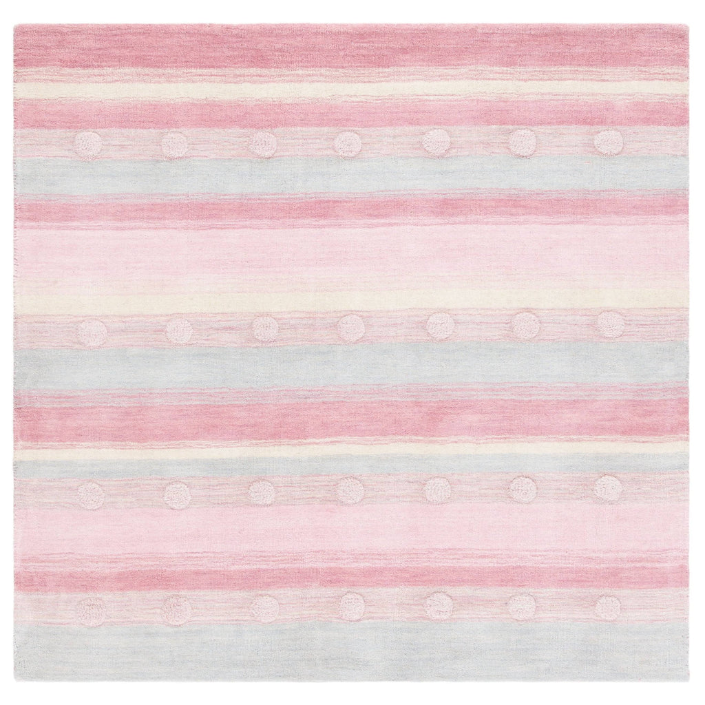 Light Blue / Pink Square Kids Rug U9108