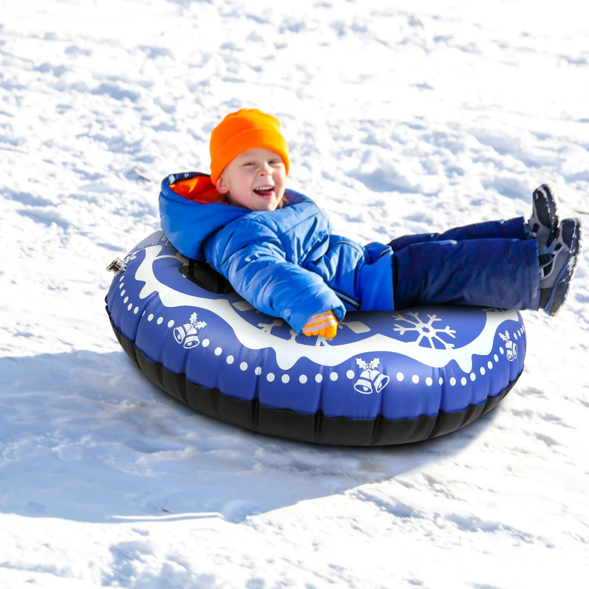 Blue 47 Inch Inflatable Snow Sled with Handles B33696