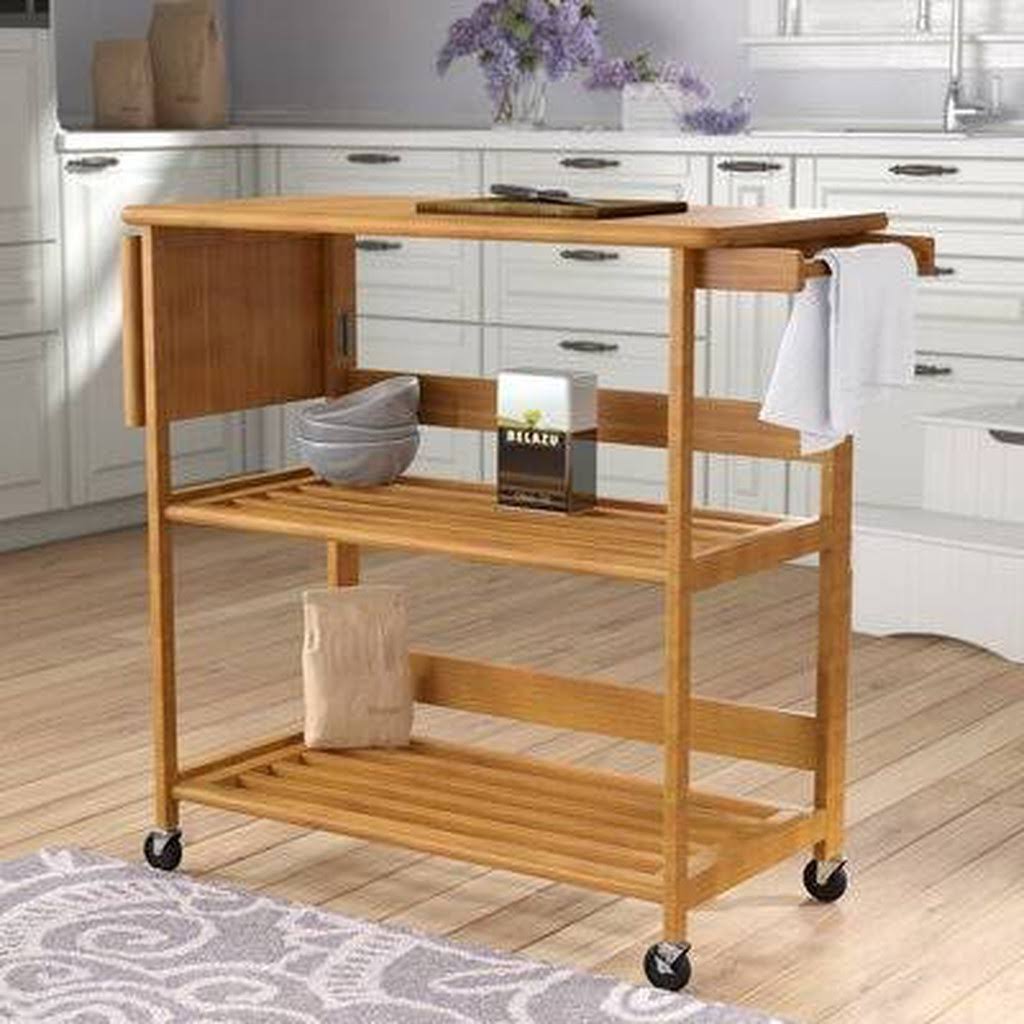 Black Kitchen Island with Wood Top D80597