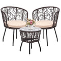 3 Pieces Beige All-Weather Wicker Patio Bistro Set S76425