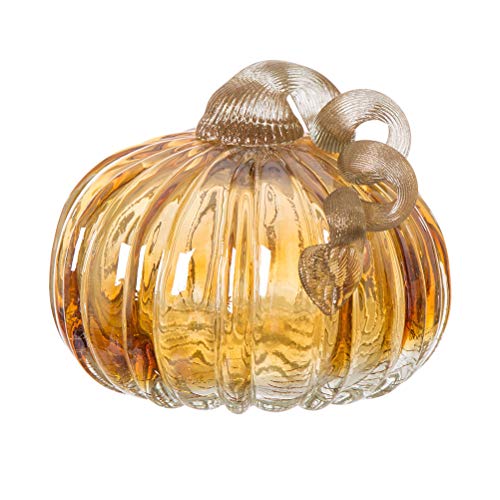 Set of 3 Multi Striped Glass Pumpkins C878224