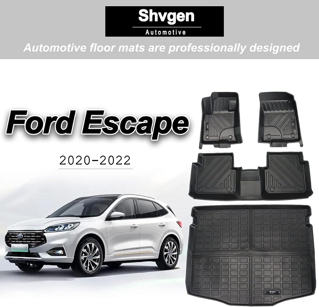 Black 2 Rows Car Floor Mats and Cargo Liner Set C704768