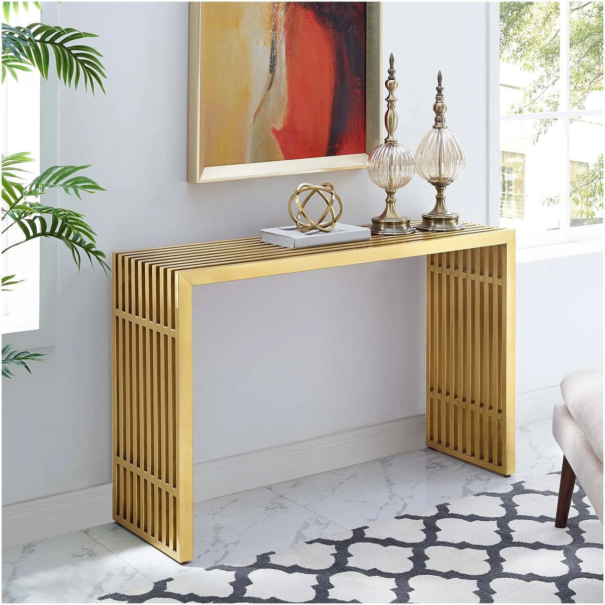 Gold Stainless Steel Console Table Y226