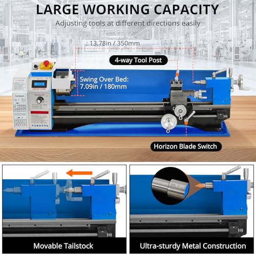 550W Mini Metal Lathe 7" x 12" Benchtop with 3-Jaw Chuck O816