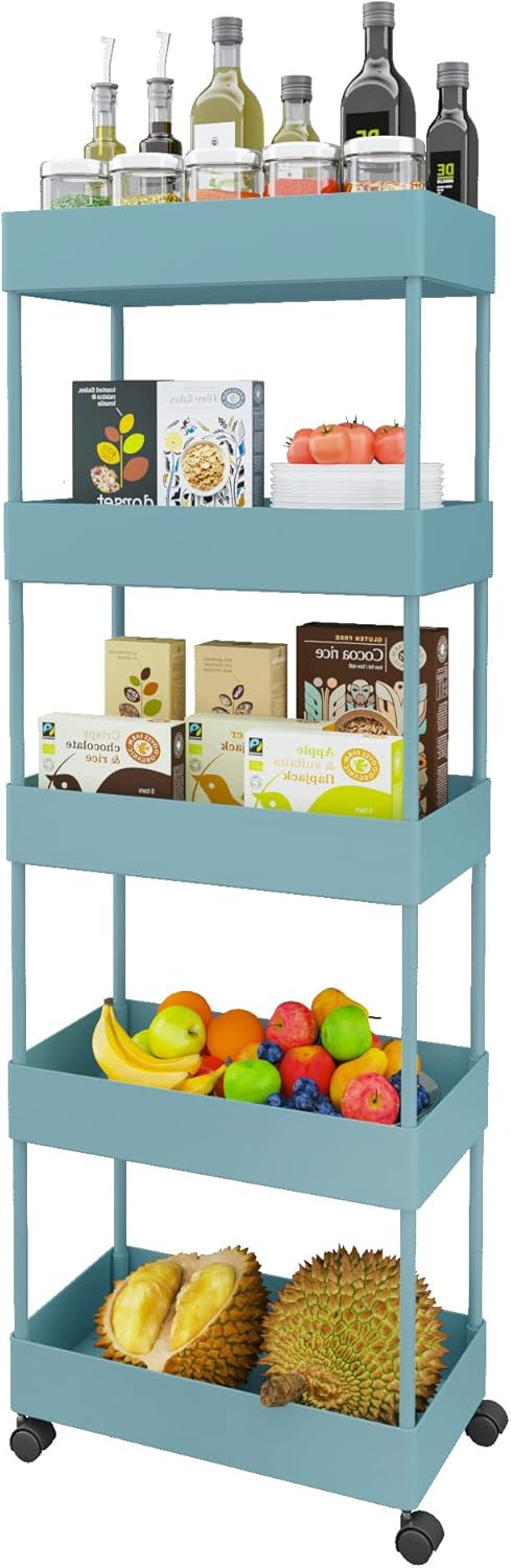 5 Tier Slim Rolling Storage Cart with Wheels Z313