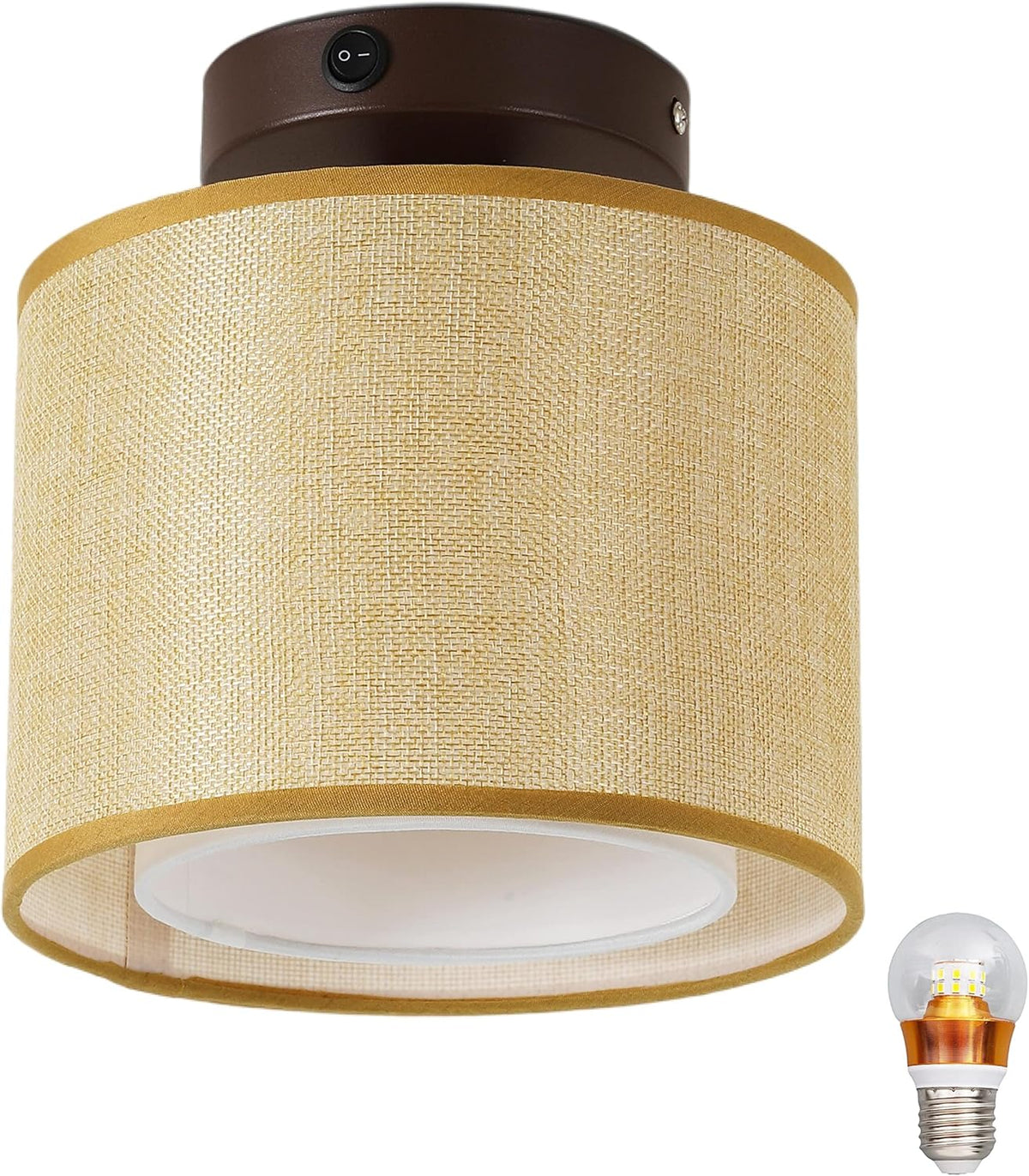 12V RV Interior Light Fixture with On&Off Switch, Beige Fabric Shade K177050