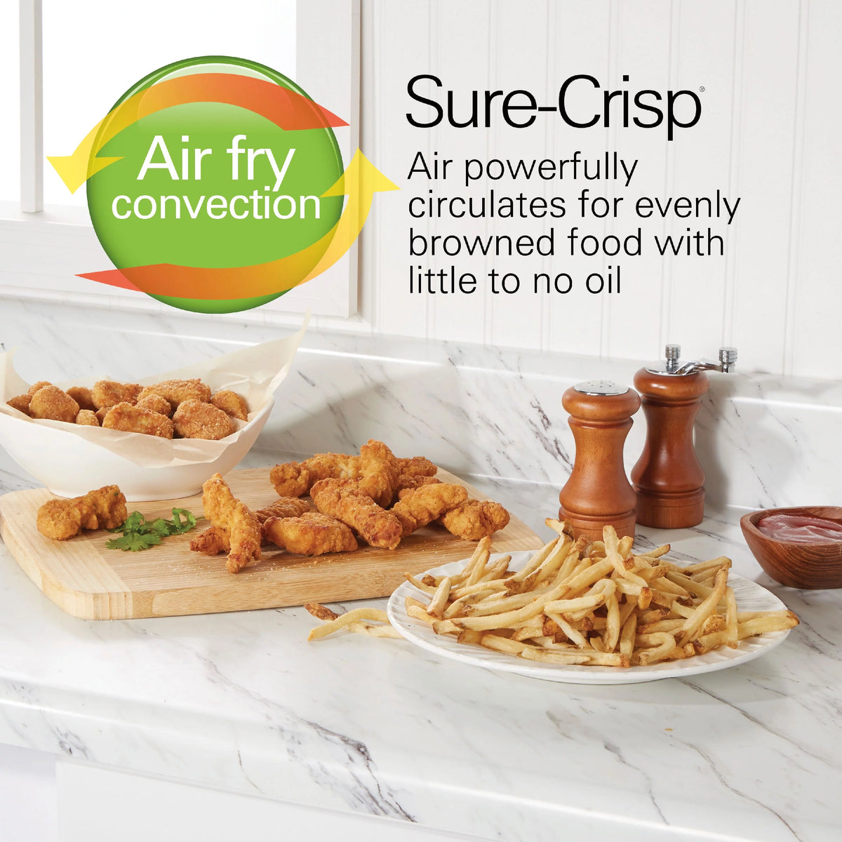Sure-Crisp Air Fryer Toaster Oven, 6 Slice, Stainless Steel R128478