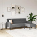 Grey Linen Sectional Sofa Futon P573455