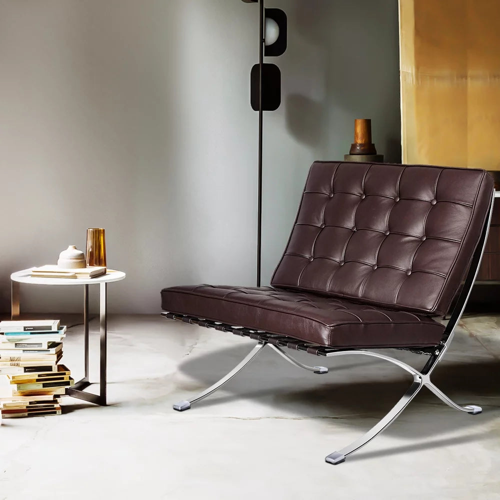 Leather Lounge Chair with Stainless Steel Frame L991533
