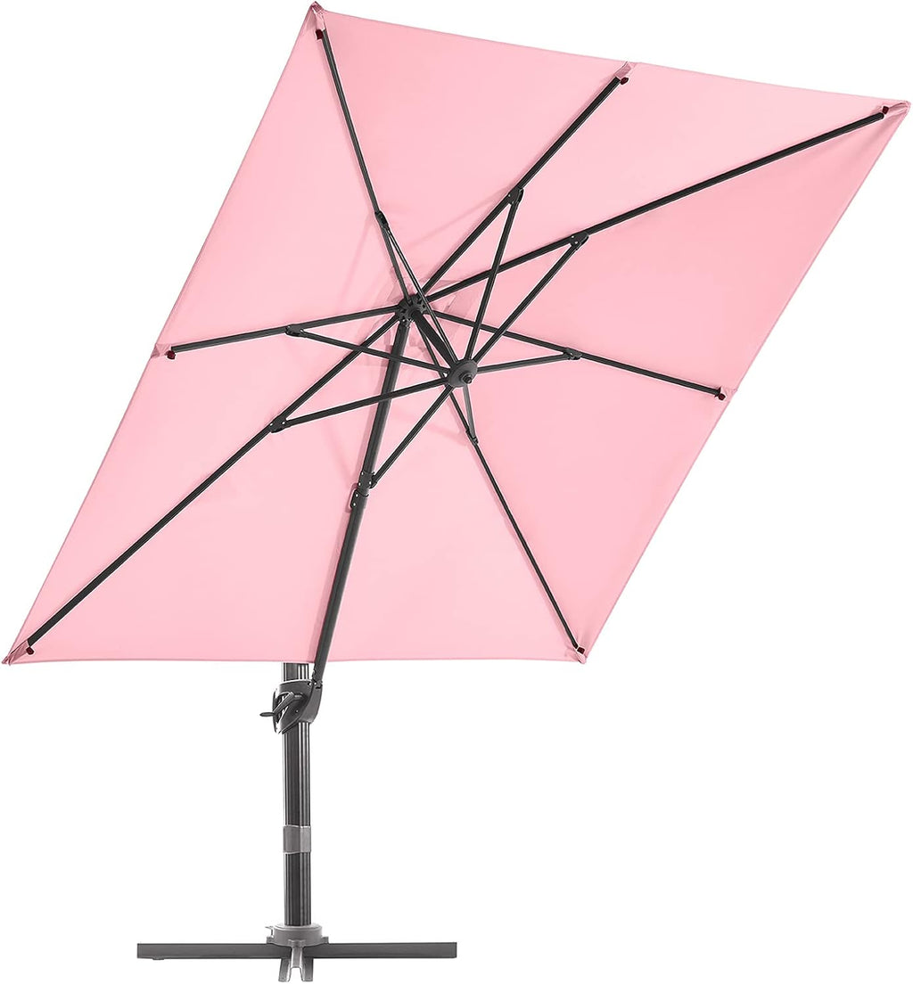 Beige 9x9 FT Square Cantilever Aluminum Outdoor Umbrella Z89400