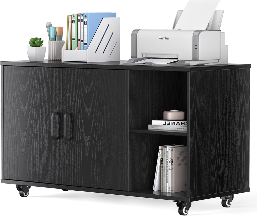 Black Rolling File Cabinet with Storage Y22725