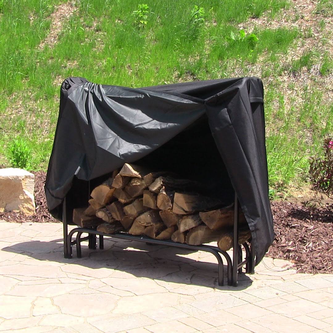 Black 4-Foot Firewood Log Rack Cover Z810180